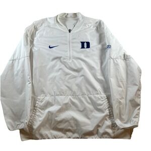 Nike Dri Fit Duke Blue Devils Football Sideline Jacket 1/4 Zip White Men's Sz XL